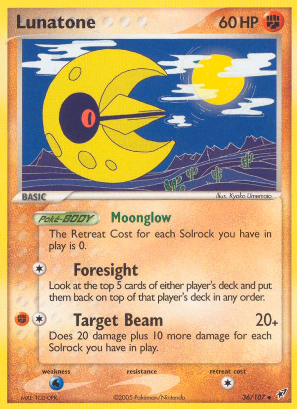 Lunatone Pokemon card (36/107, Deoxys)