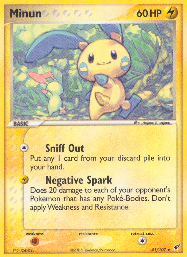 Minun Pokemon card (41/107, Deoxys)