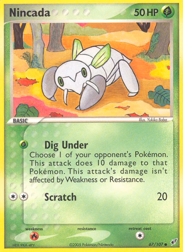 Nincada Pokemon card (67/107, Deoxys)