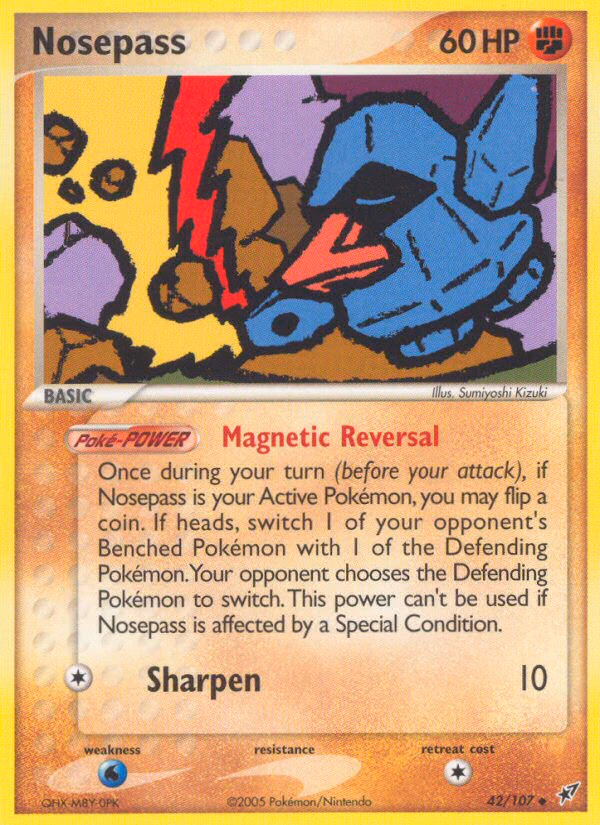 Nosepass Pokemon card (42/107, Deoxys)
