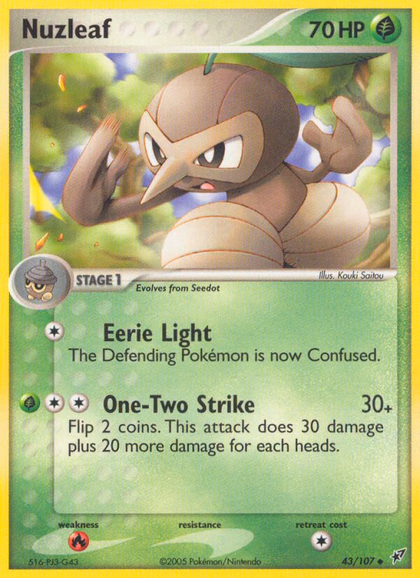 Nuzleaf Pokemon card (43/107, Deoxys)