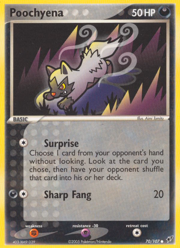 Poochyena Pokemon card (70/107, Deoxys)