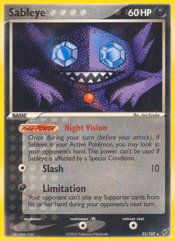 Sableye Pokemon card (23/107, Deoxys)