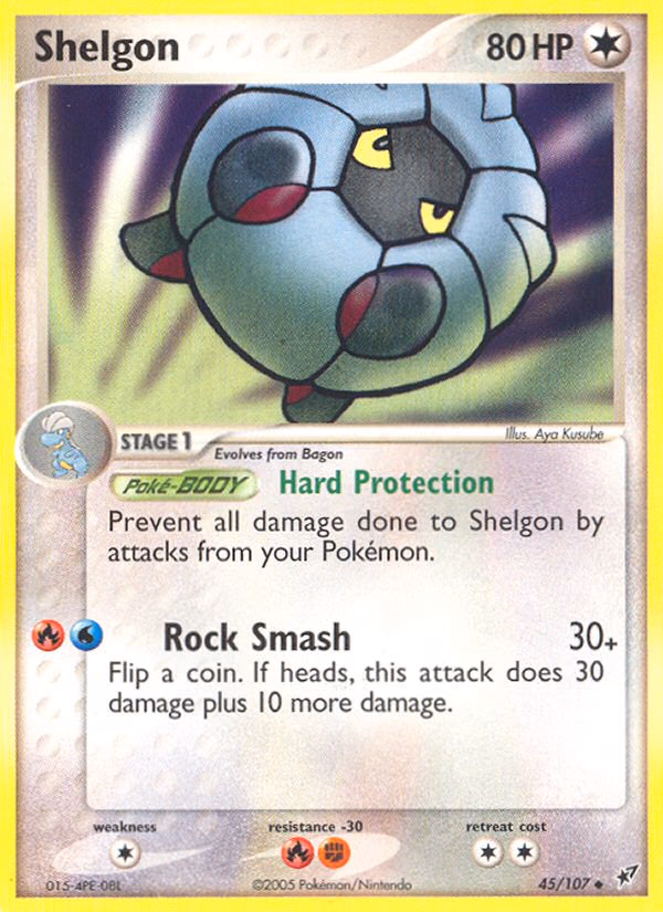Shelgon Pokemon card (45/107, Deoxys)