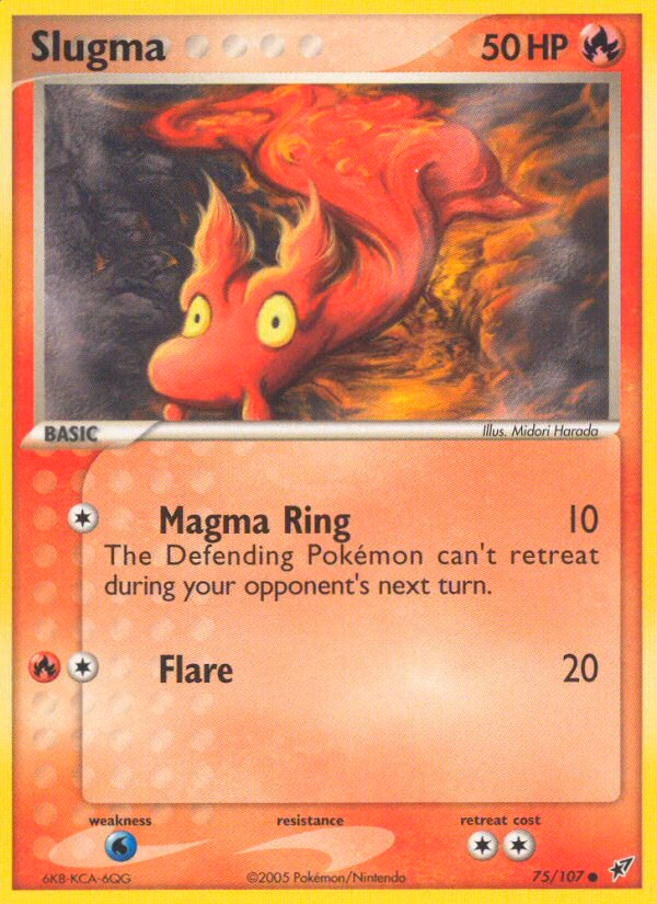 Slugma Pokemon card (75/107, Deoxys)