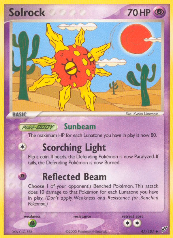 Solrock Pokemon card (47/107, Deoxys)
