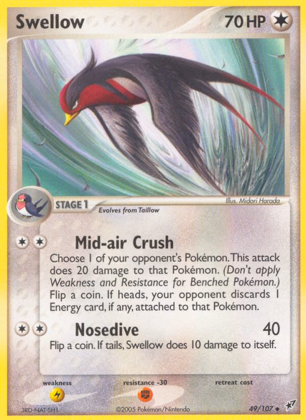 Swellow Pokemon card (49/107, Deoxys)