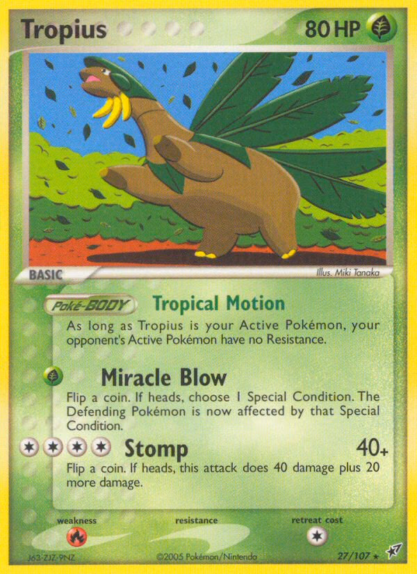 Tropius Pokemon card (27/107, Deoxys)