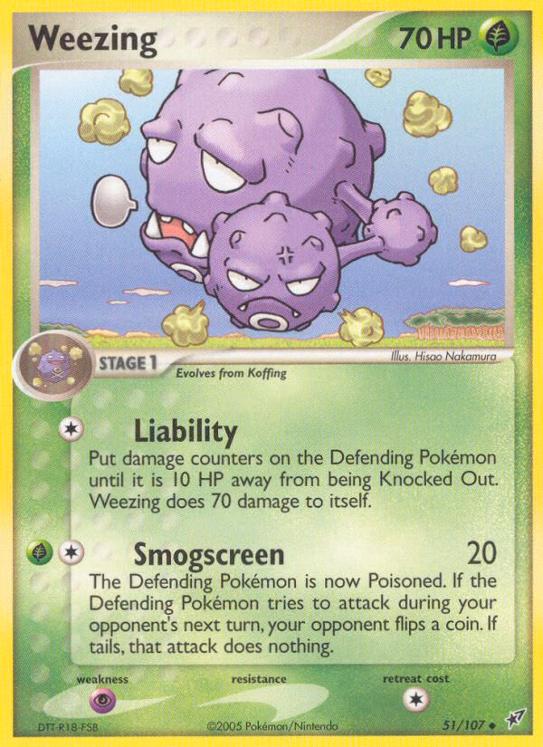 Weezing Pokemon card (51/107, Deoxys)