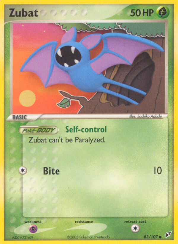 Zubat Pokemon card (83/107, Deoxys)