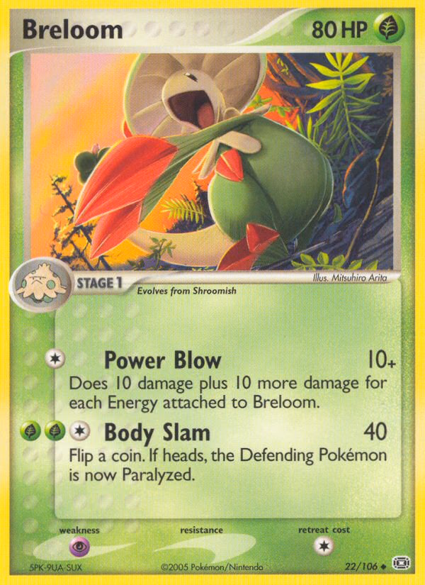 Breloom Pokemon card (22/106, Emerald)