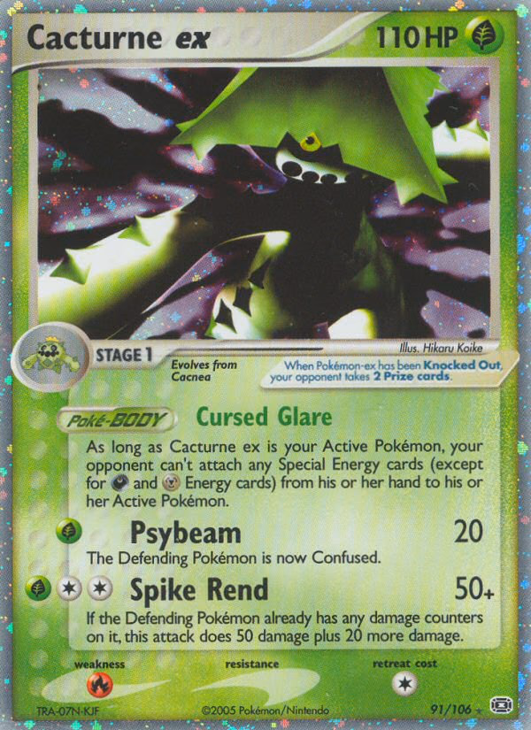 Cacturne ex Pokemon card (91/106, Emerald)