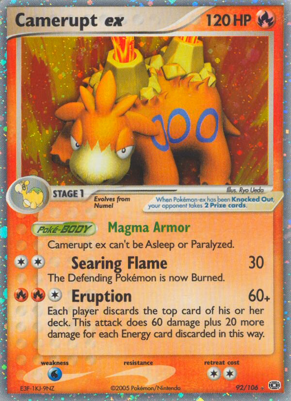 Camerupt ex Pokemon card (92/106, Emerald)