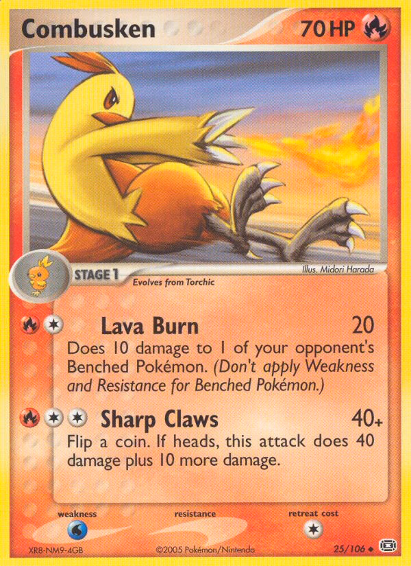 Combusken Pokemon card (25/106, Emerald)