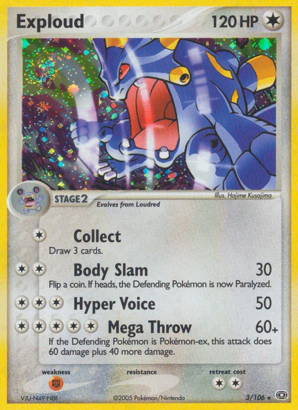 Exploud Pokemon card (3/106, Emerald)