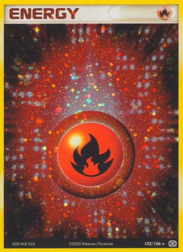 Fire Energy Pokemon card (102/106, Emerald)