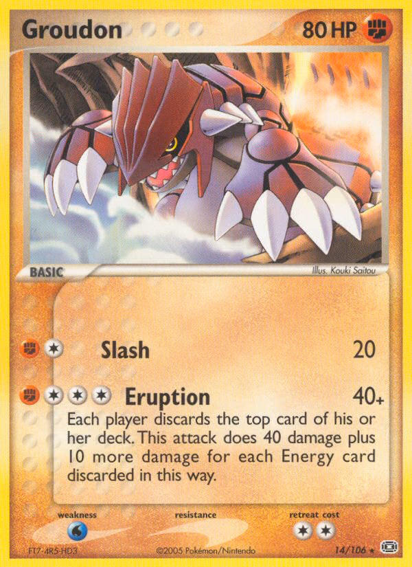 Groudon Pokemon card (14/106, Emerald)
