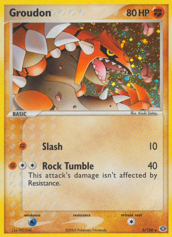 Groudon Pokemon card (5/106, Emerald)