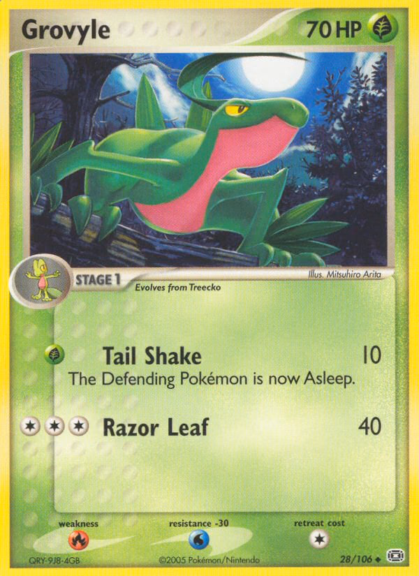 Grovyle Pokemon card (28/106, Emerald)
