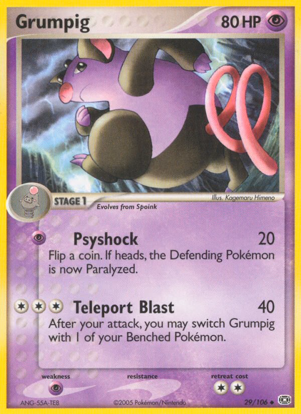Grumpig Pokemon card (29/106, Emerald)