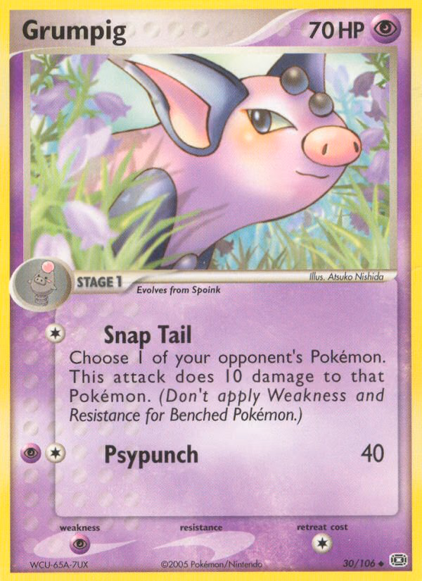 Grumpig Pokemon card (30/106, Emerald)
