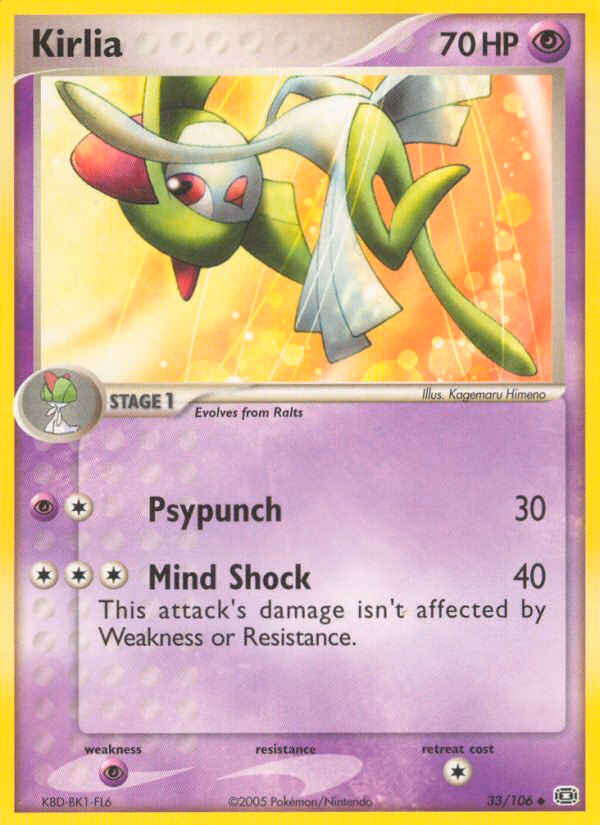 Kirlia Pokemon card (33/106, Emerald)