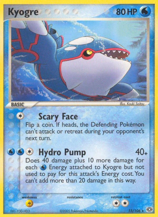 Kyogre Pokemon card (15/106, Emerald)