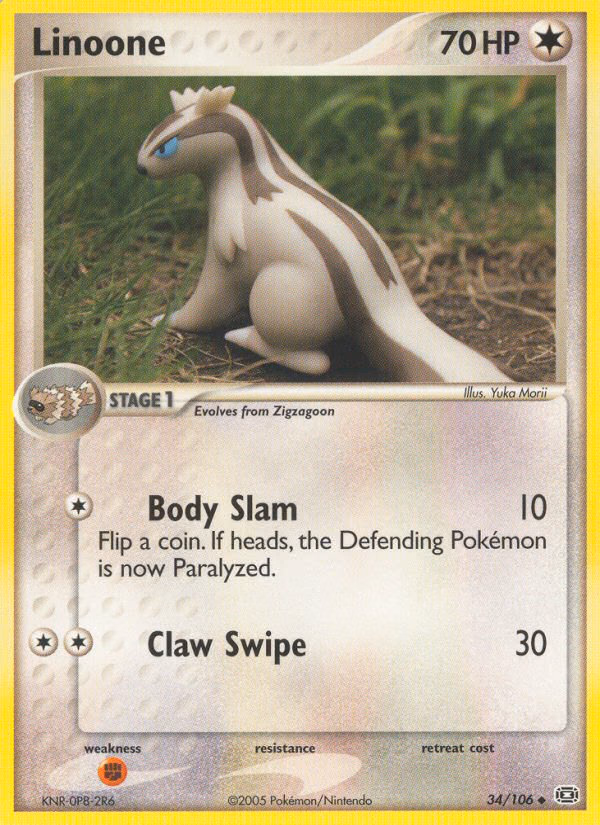 Linoone Pokemon card (34/106, Emerald)