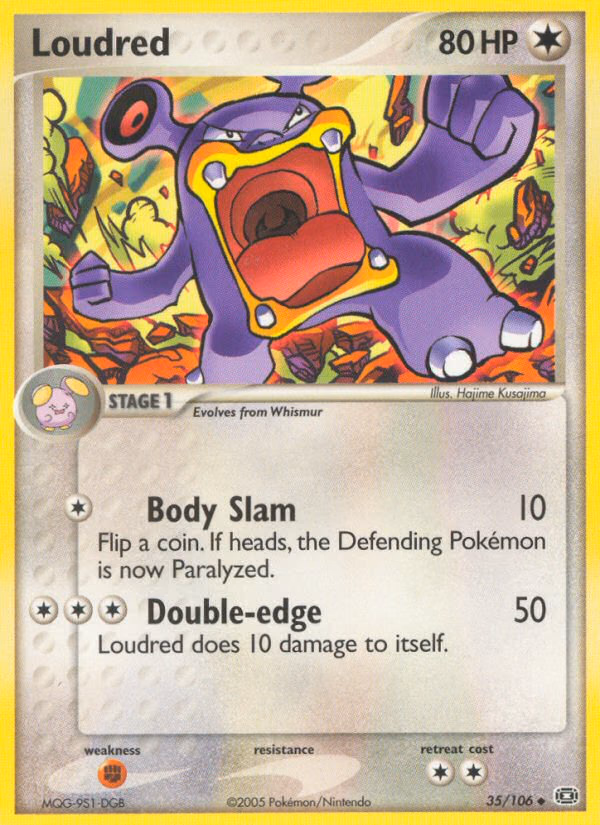 Loudred Pokemon card (35/106, Emerald)