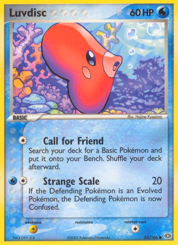 Luvdisc Pokemon card (53/106, Emerald)