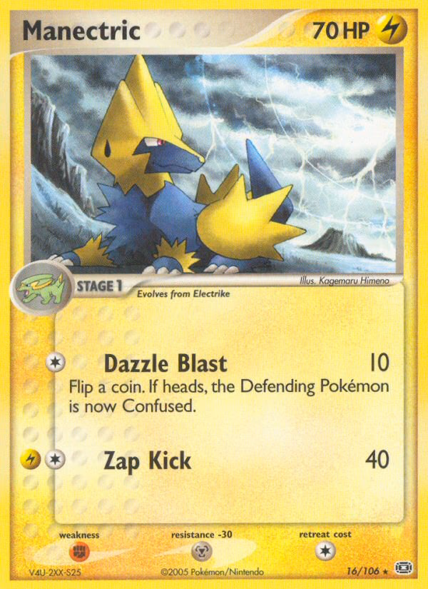 Manectric Pokemon card (16/106, Emerald)