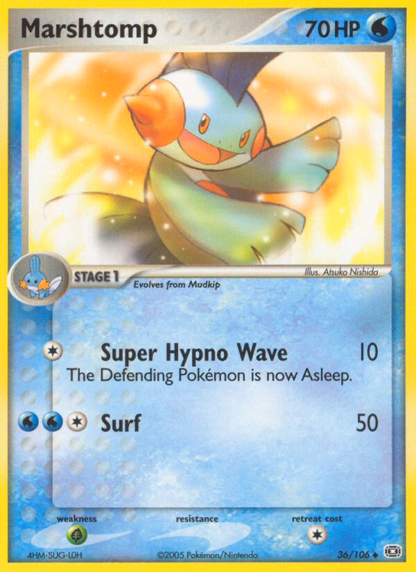 Marshtomp Pokemon card (36/106, Emerald)