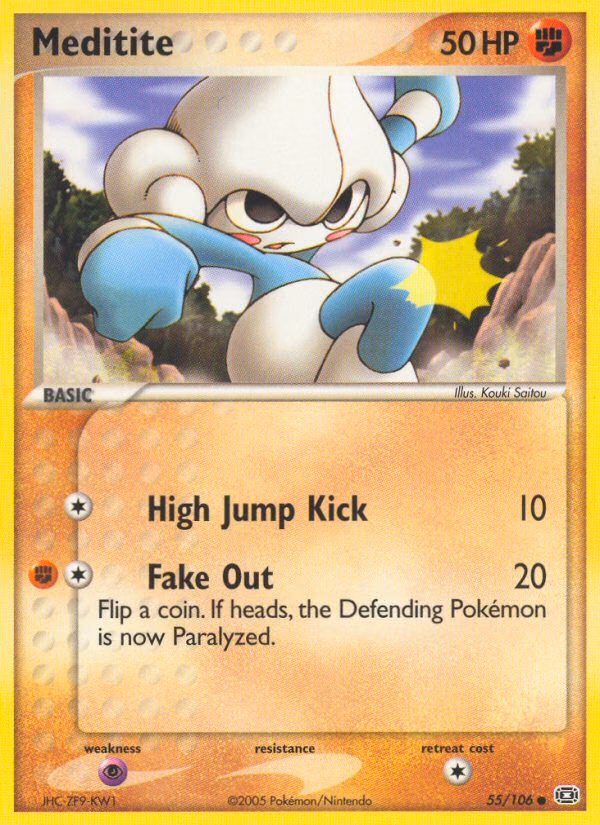 Meditite Pokemon card (55/106, Emerald)