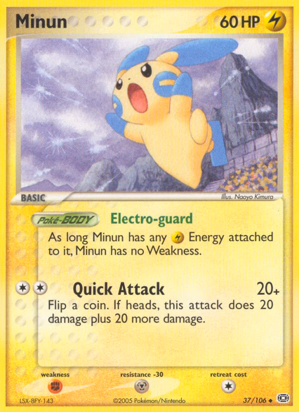 Minun Pokemon card (37/106, Emerald)