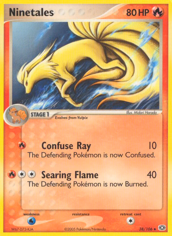 Ninetales Pokemon card (38/106, Emerald)