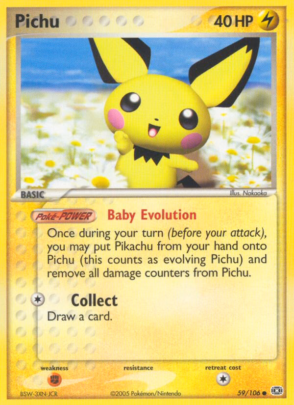Pichu Pokemon card (59/106, Emerald)