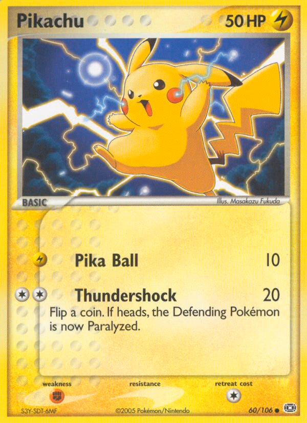 Pikachu Pokemon card (60/106, Emerald)