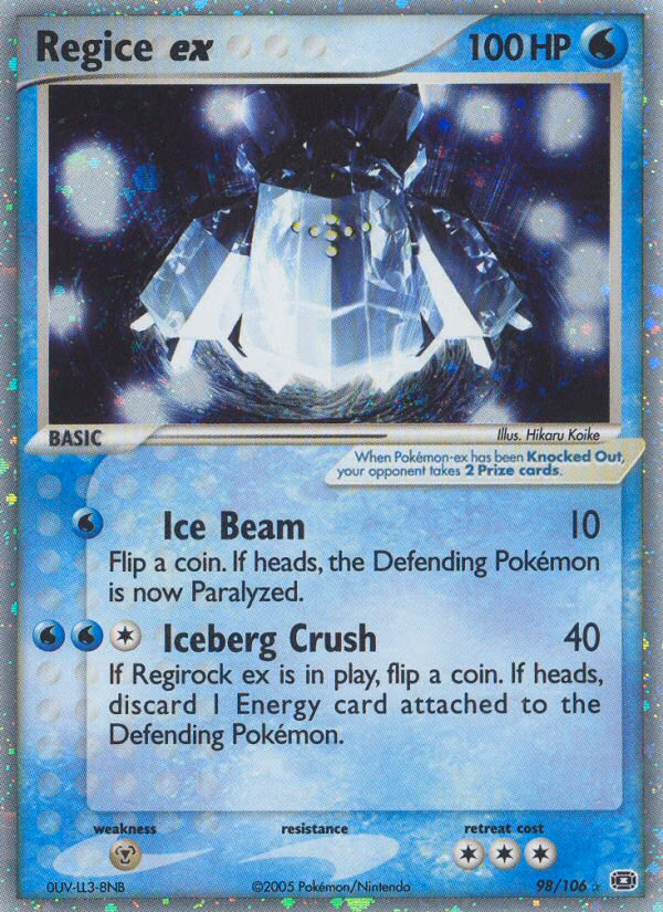 Regice ex Pokemon card (98/106, Emerald)