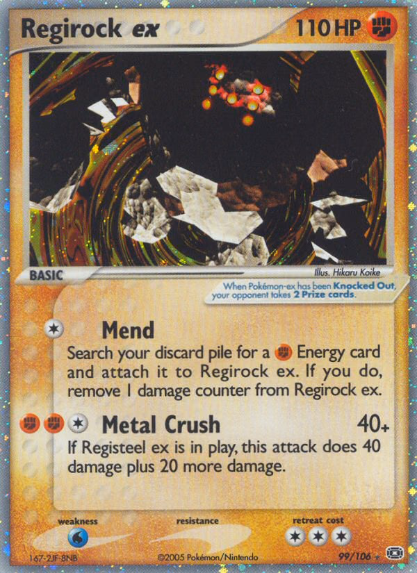 Regirock ex Pokemon card (99/106, Emerald)