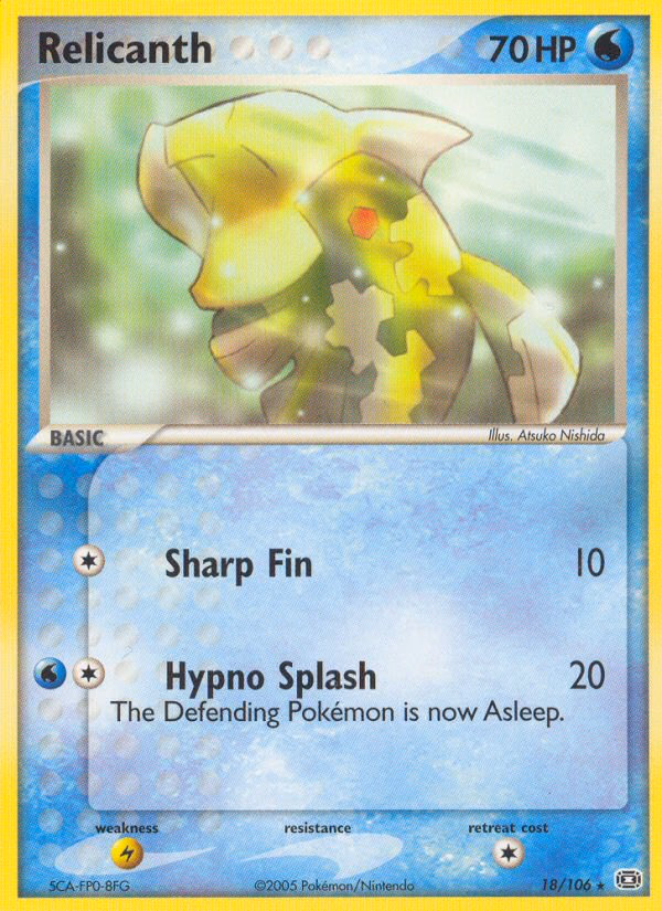 Relicanth Pokemon card (18/106, Emerald)