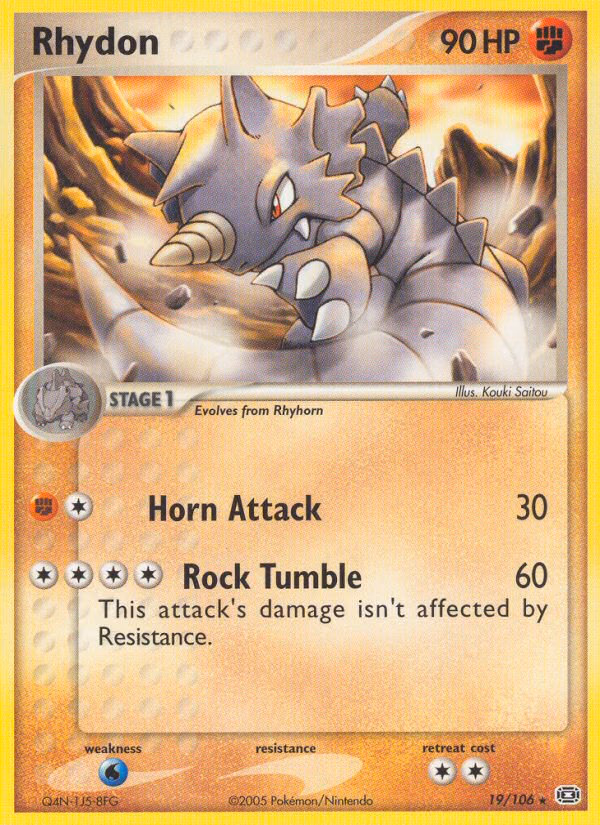 Rhydon Pokemon card (19/106, Emerald)