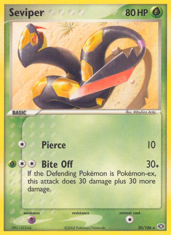Seviper Pokemon card (20/106, Emerald)