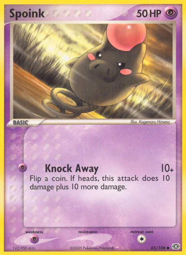 Spoink Pokemon card (65/106, Emerald)