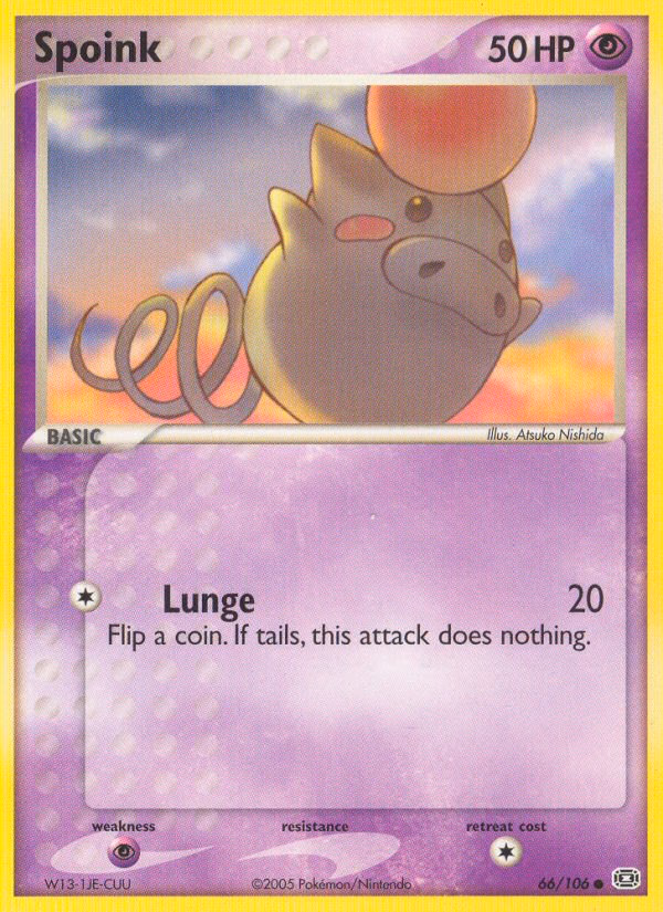 Spoink Pokemon card (66/106, Emerald)