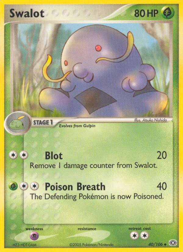 Swalot Pokemon card (40/106, Emerald)