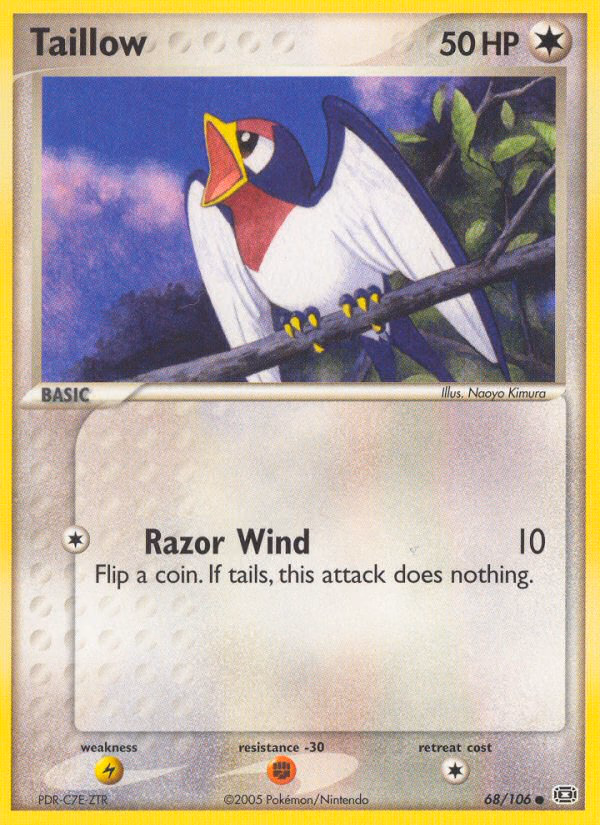 Taillow Pokemon card (68/106, Emerald)