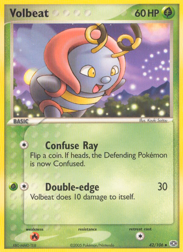 Volbeat Pokemon card (42/106, Emerald)