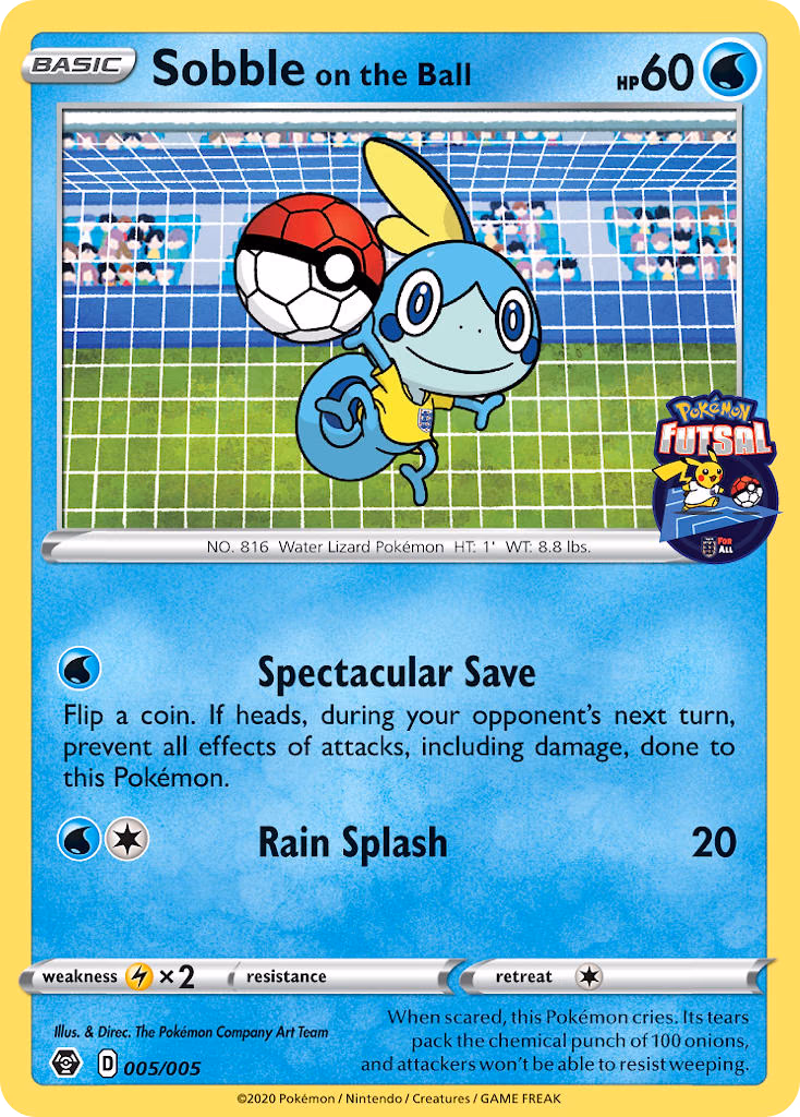 Sobble on the Ball Pokemon card (005/005, Pokémon Futsal Collection)