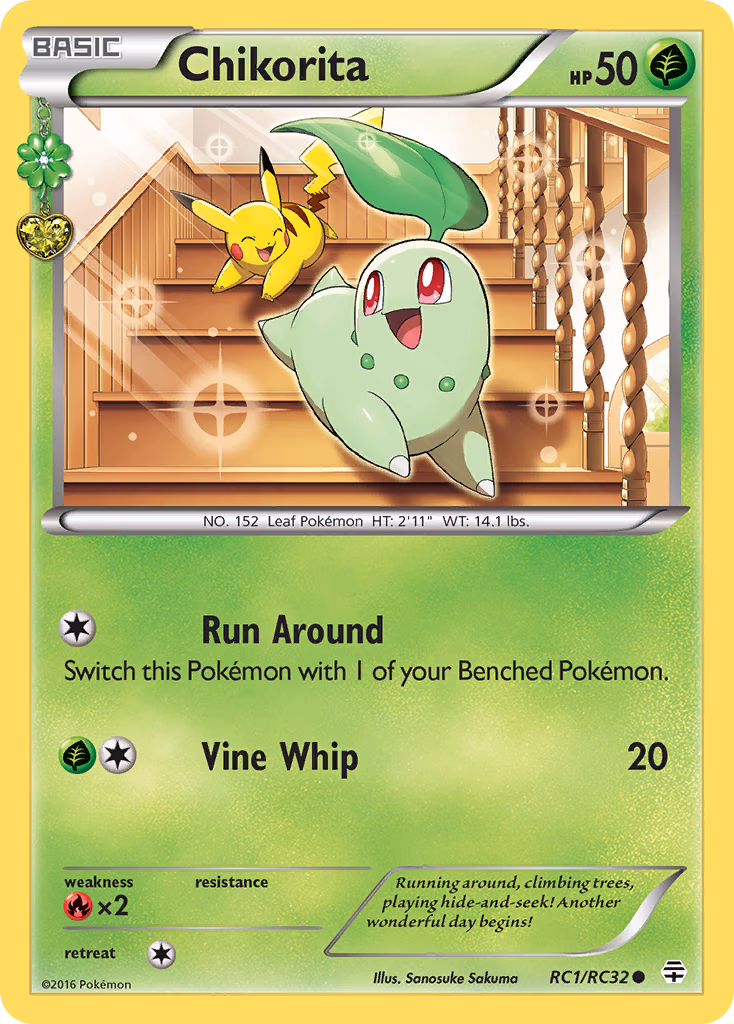 Chikorita Pokemon card (RC1/RC32, Generations)