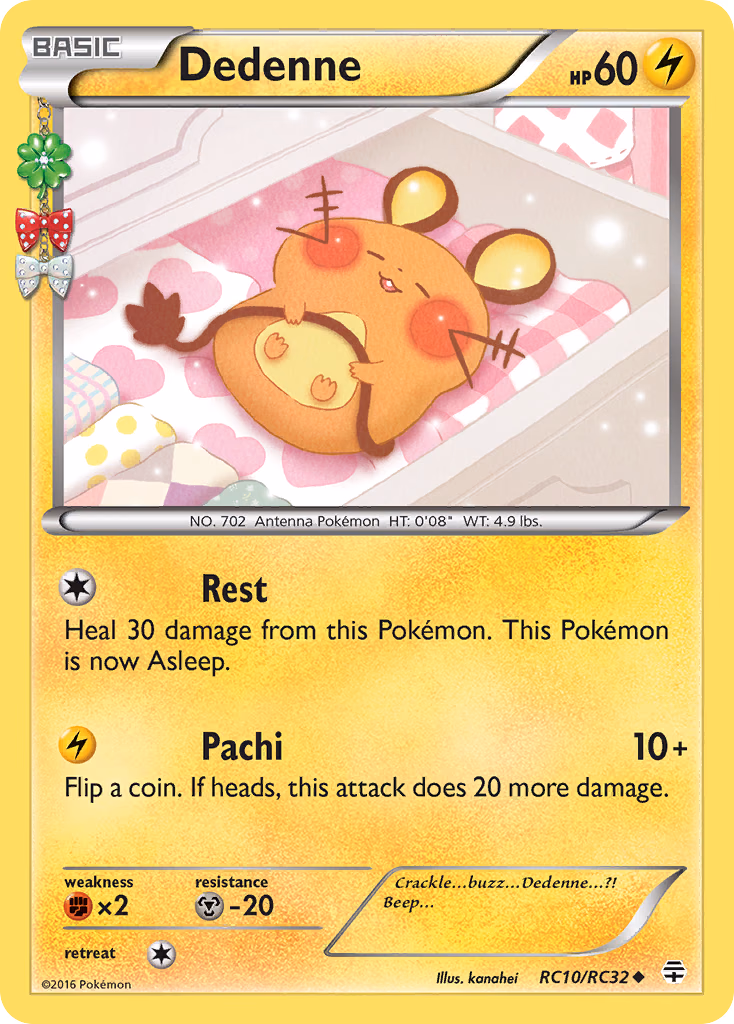 Dedenne Pokemon card (RC10/RC32, Generations)